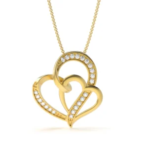 Pave Setting Round 9K Yellow Gold Naturally Mined Heart Pendants Diamond Pendant Necklaces